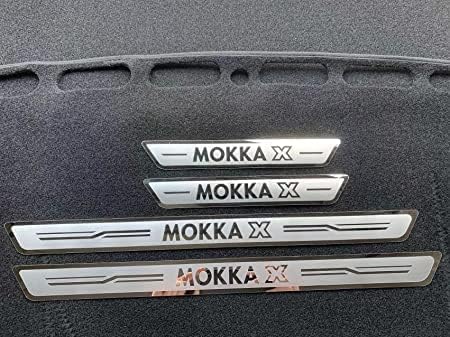 4 Edelstahl Tür Einstiegsleisten für Opel Mokka X 2018–2021, Anti Scratch Türschweller Schutz Leisten Einstiegsleisten Kratzschutz von ACRUZ