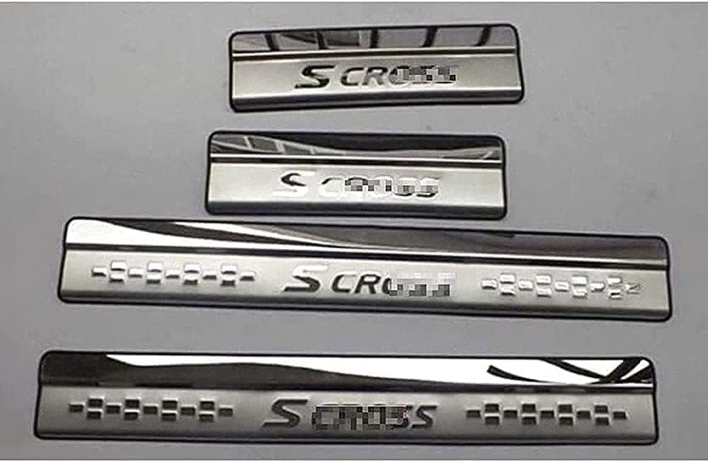4 Edelstahl Tür Einstiegsleisten für Suzuki Sx4 S-Cross 2014 2015 2016 2017 2018 2019 2020 2021, Anti Scratch Türschweller Schutz Leisten Einstiegsleisten Kratzschutz von ACRUZ