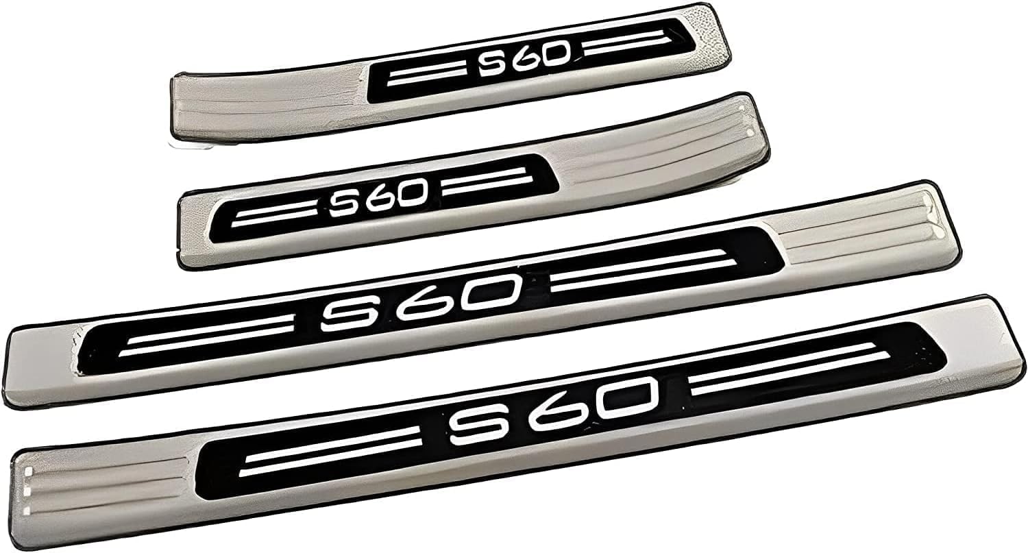 4 Edelstahl Tür Einstiegsleisten für Volvo S60, Anti Scratch Türschweller Schutz Leisten Einstiegsleisten Kratzschutz von ACRUZ