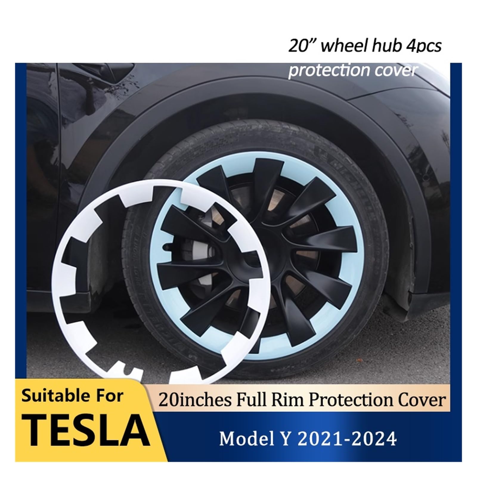 20-Zoll-Radschutzabdeckung, kompatibel mit Tesla Model Y 2023 Hight Performance Radnabenschutzring Vollrandabdeckung Zubehör(20inch purple) von ACSGASCA