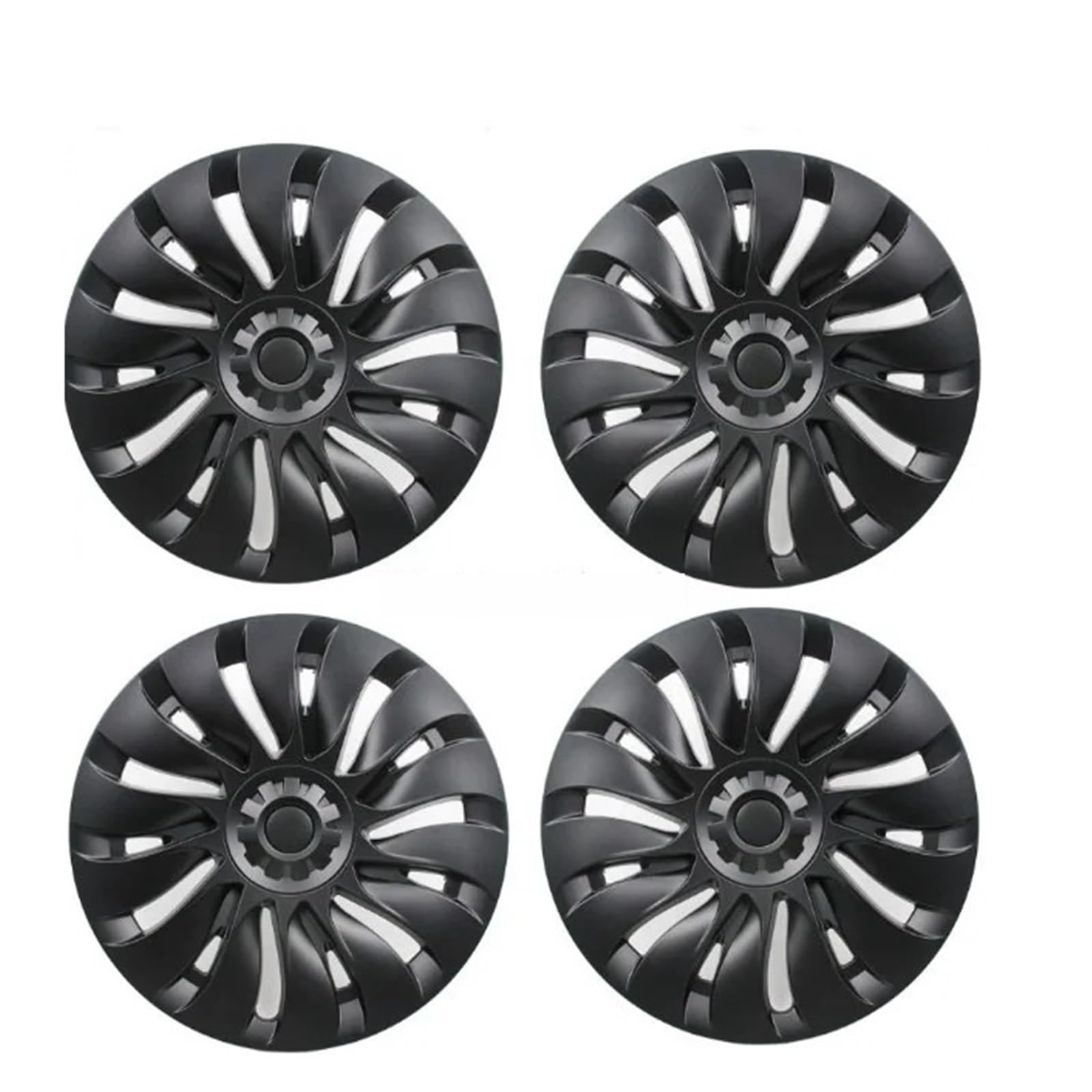 4PCS 19-Zoll-Radkappe, kompatibel mit Tesla Model Y 2018–2024 Automobile Performance Radkappe Ersatz-Nabenkappe Vollrandabdeckung Zubehör(L-R Matte Black) von ACSGASCA