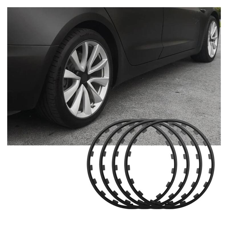 Radnabenschutzring 16/17/18/19/20/21 Zoll, kompatibel mit Tesla Model 3 YSX Autofelgen-Ringschutz, Fahrzeugfelgen-Schutzstreifen(4pcs Black,21 inch) von ACSGASCA