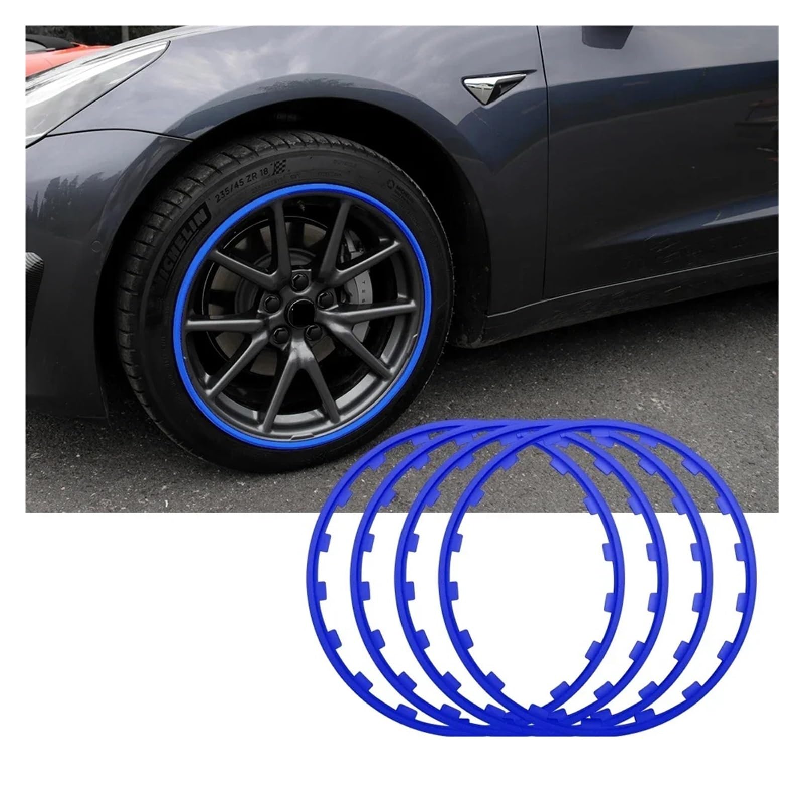 Radnabenschutzring 16/17/18/19/20/21 Zoll, kompatibel mit Tesla Model 3 YSX Autofelgen-Ringschutz, Fahrzeugfelgen-Schutzstreifen(Q,17 inch) von ACSGASCA