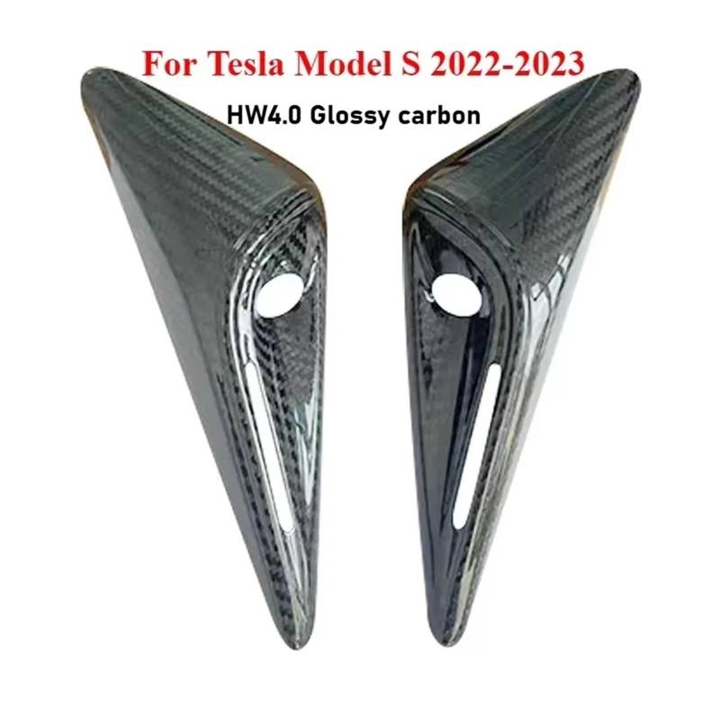 Seitliche Kameraabdeckung aus echtem Carbon, kompatibel mit Tesla Model 3/Y/S/X/3+ Highland 2021-2024 Sticker Leaf Board 3K 240G Zubehör(HW4.0 MS Glossy) von ACSGASCA