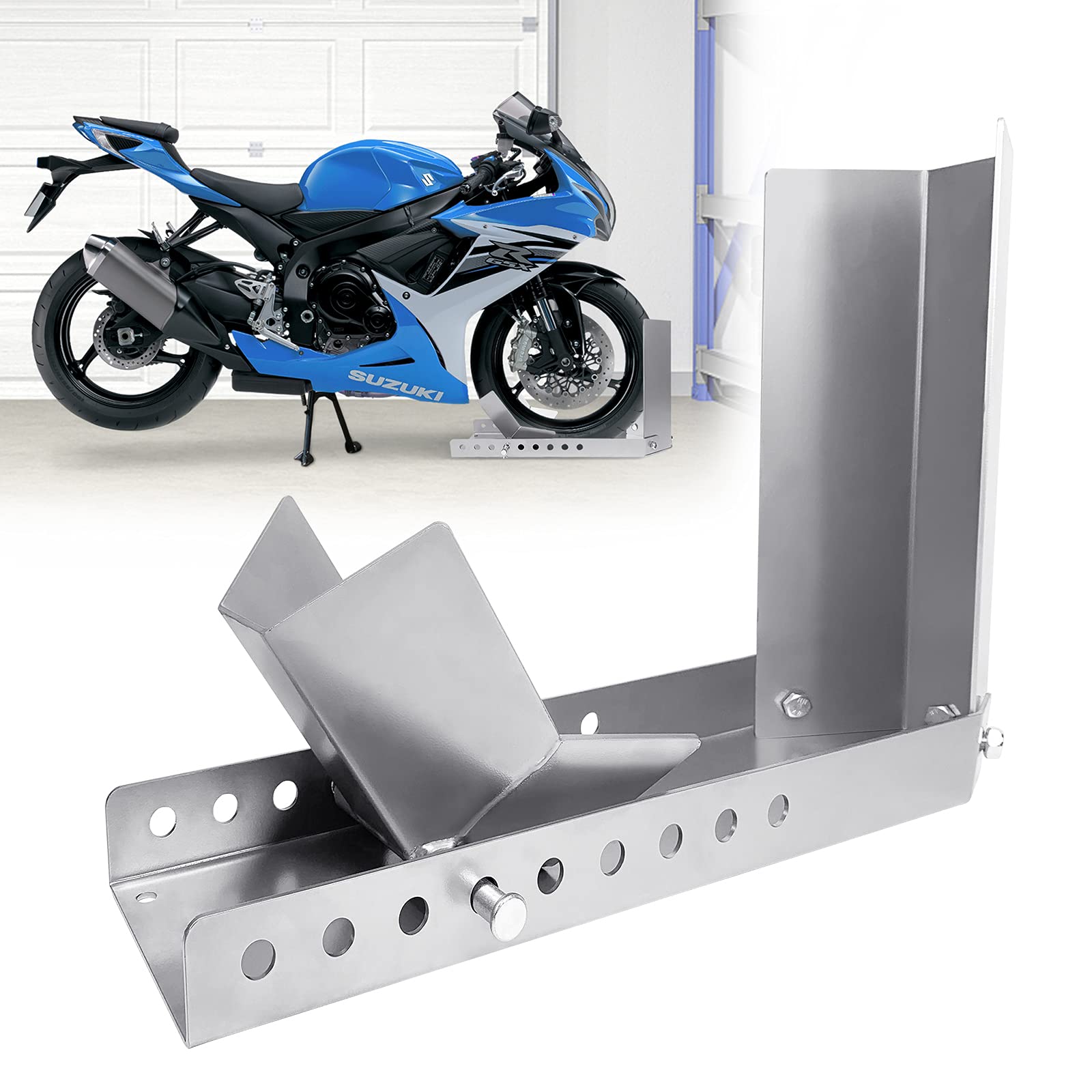 ACXIN Motorradträger, Verladehilfe Schiene, Motorradwippe, Vorderradklemme, Verstärkter Stand, Mit 3 Ankerbolzenlöchern, Hoher Sicherheitsfaktor (1 Stück) von ACXIN