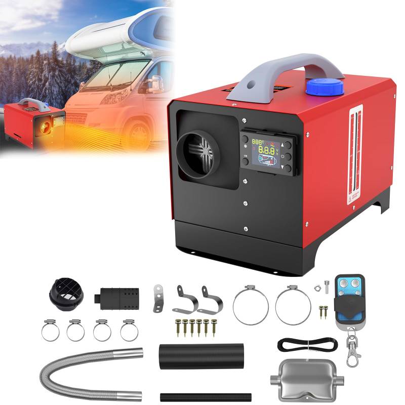 ACXIN Standheizung Diesel 8KW, Luft Standheizung 12V Diesel, Diesel Heizung mit LCD-Display, Dieselheizung 360°-Lenkung Luftauslass, Standheizung für Auto RV Boote LKW Wohnmobil (Typ3, Rot) von ACXIN