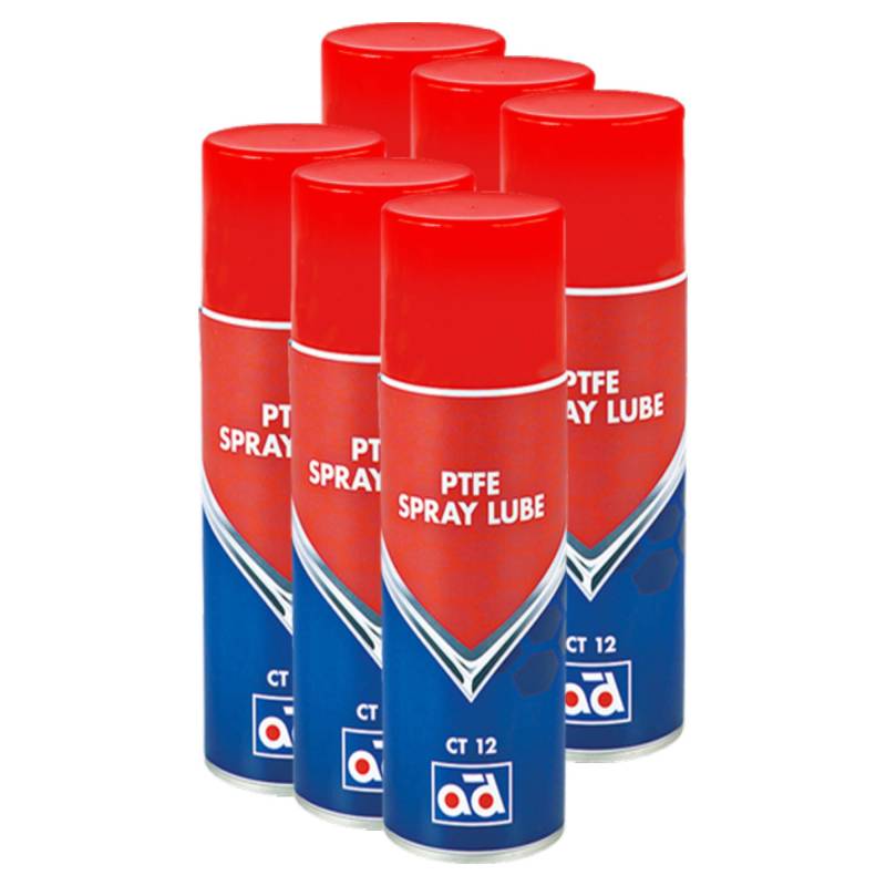 6x Ad Chemie Ptfe-Spray Lube 400ml Ct12 Spraydose Ideal Für Bewegliche Teile Mit Hoher Belastung Spray Teflon Teflonspray Fett Druckluft Schmiermittel Kältespray Rostschutz Trockenschmierstoff 4060629 von AD Chemie