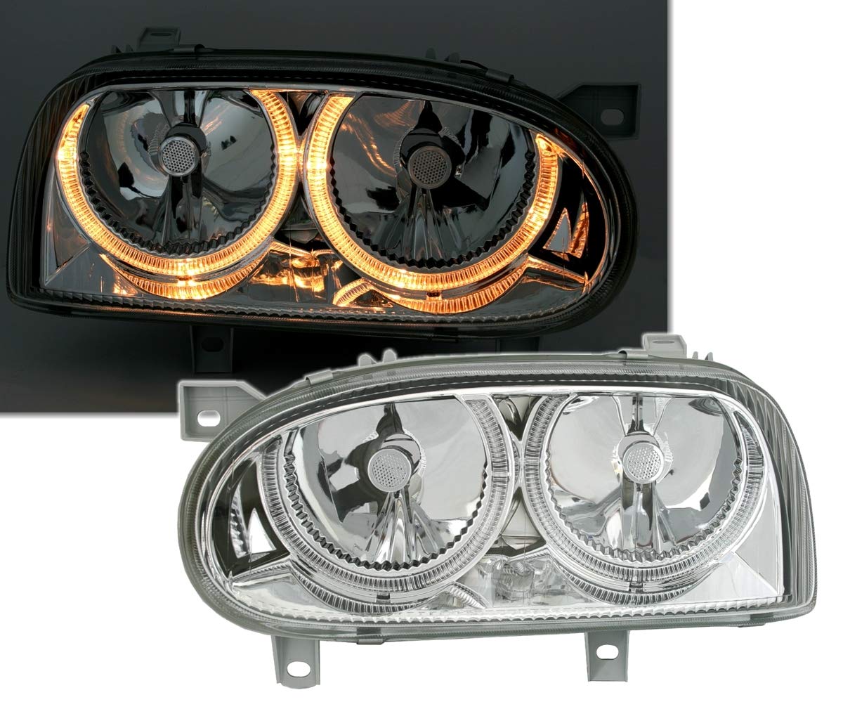 Depo Angel Eyes Scheinwerfer Set Klarglas Chrom mit Standlichtringen von AD Tuning GmbH & Co. KG