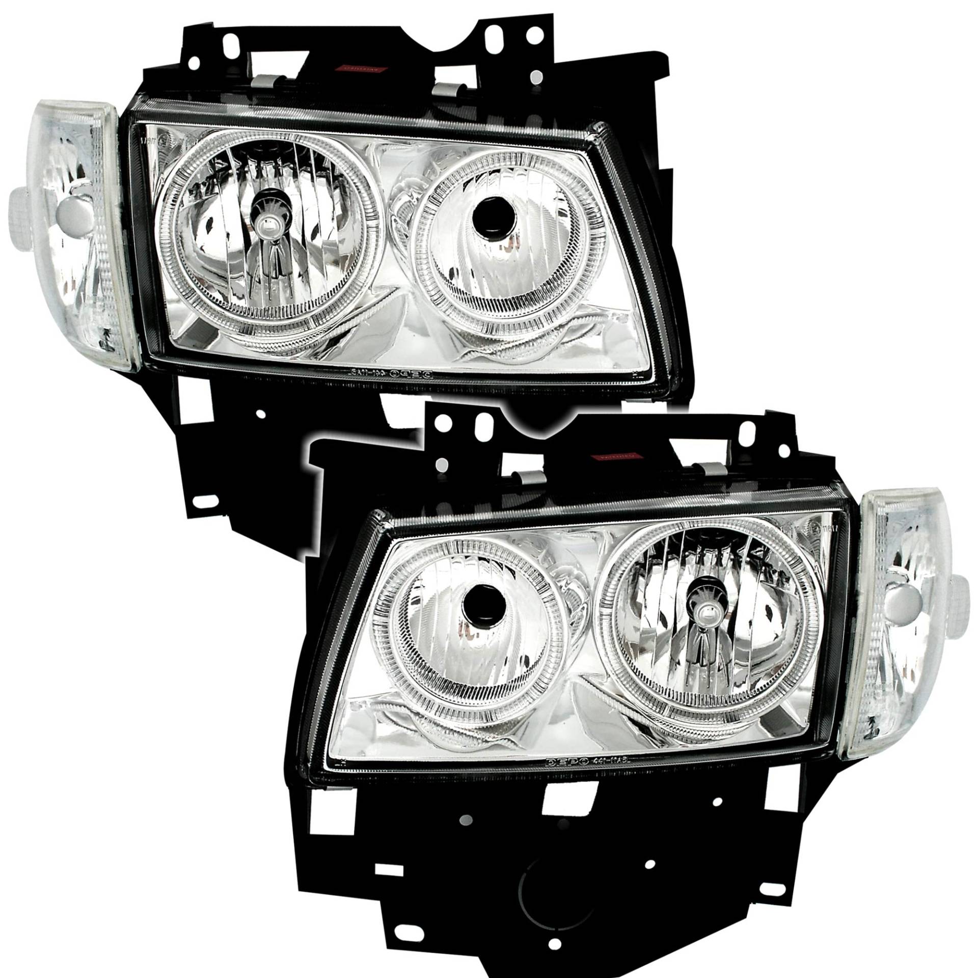 Depo Angel Eyes Scheinwerfer Set Klarglas Chrom Frontblinker von AD Tuning GmbH & Co. KG