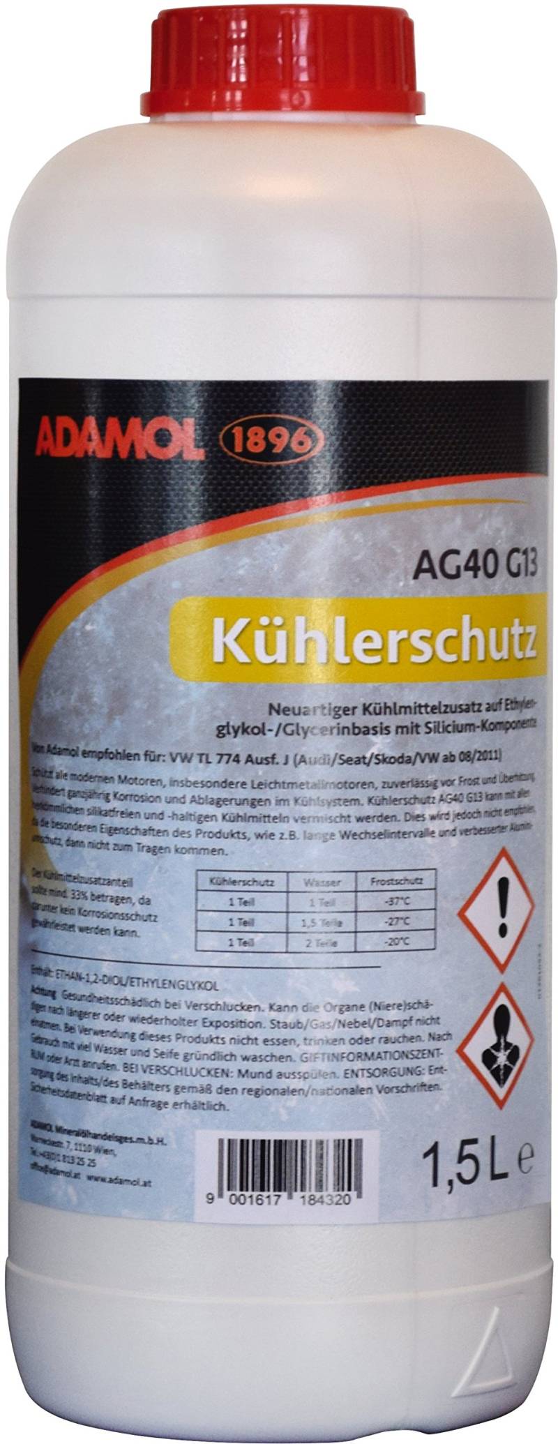 ADAMOL 1896 01261032 Kühlerschutz AG40 G13, 1.5 L von ADAMOL 1896