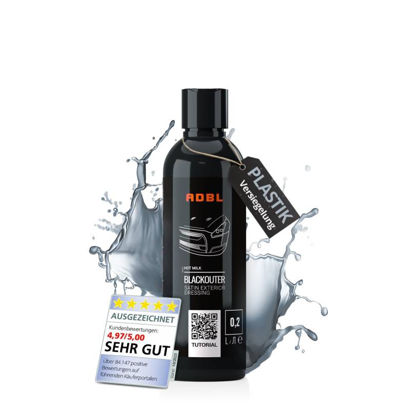 ADBL Blackouter (200ml) Premium Kunststoffpflege - Wasserbasierte Versiegelung mit Langer Haltbarkeit - Frischt Ausgeblichenen & verblassten Kunststoff auf - Plastikversiegelung, Farbabdunklung von ADBL