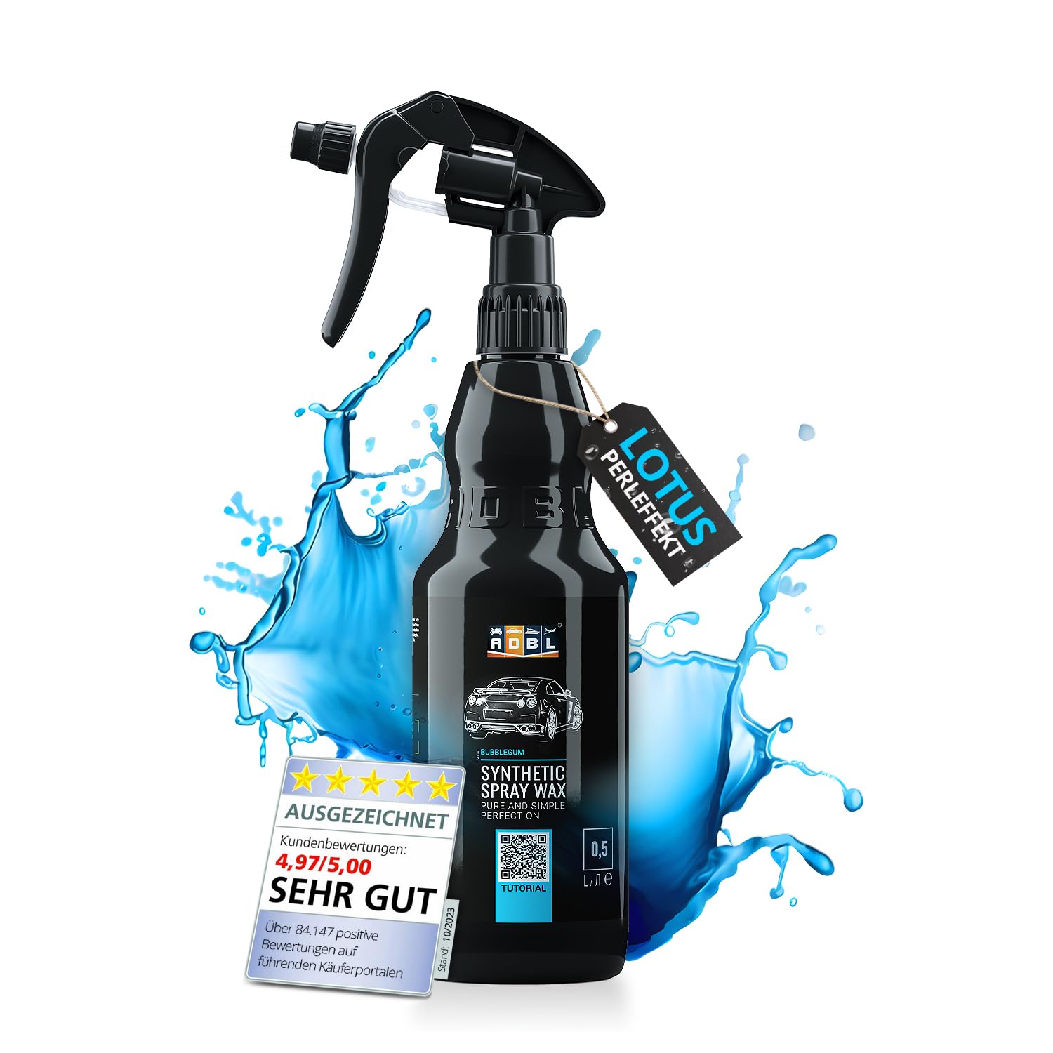 ADBL Synthetic Spray Wax (500ml) Premium Sprühversiegelung Quick Detailer - Sprühwachs Versiegelung mit Abperl-Effekt - Auto Detailer, Lackversiegelung, Wachs, Lackreiniger, Schnellversiegelung von ADBL