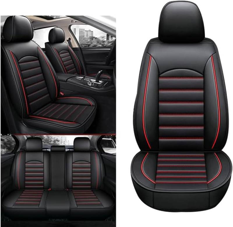 ADDUE Full Set Auto Sitzbezüge für Suzuki Vitara IV 2014 2015 2016 2017 2018, Universal Wasserdichter Schonbezüge für Vordersitze und Rückbank Auto Zubehör,A-Black Red von ADDUE