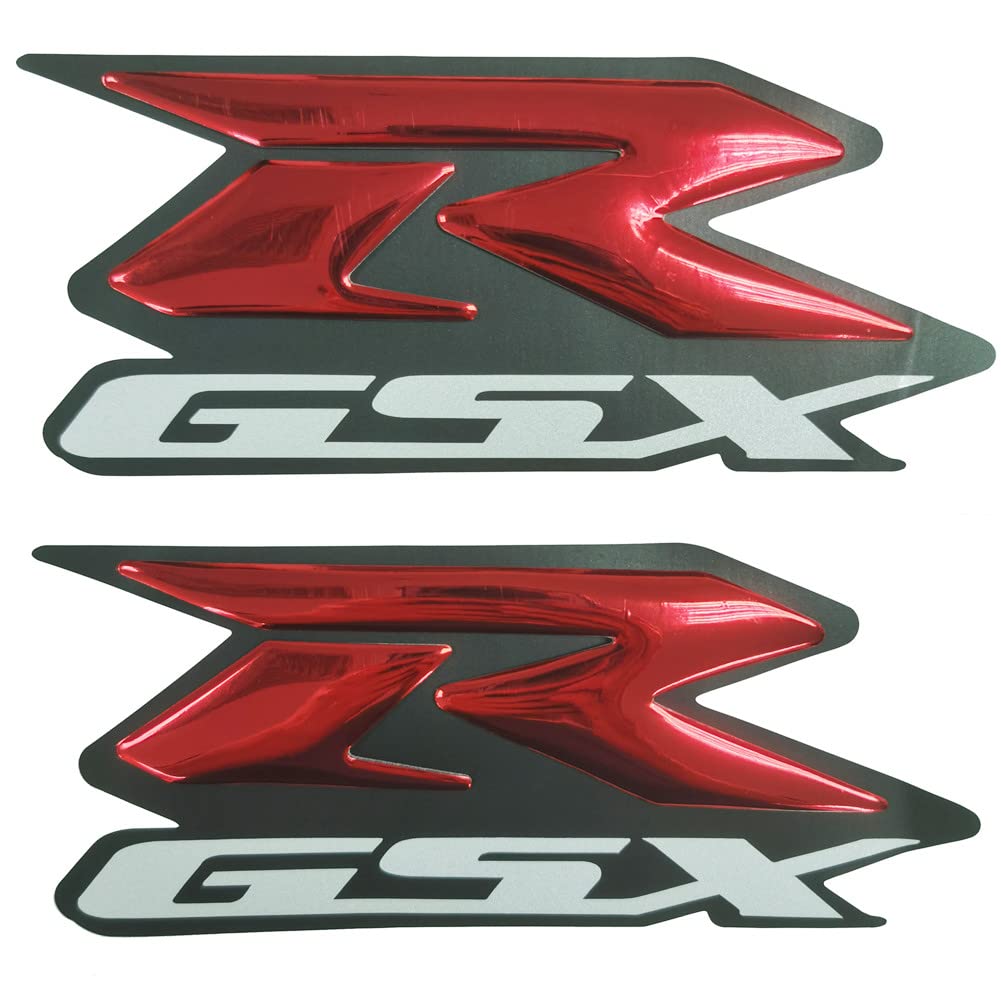 Rot Motorrad Benzin Tank Gasoline 3D Logo Emblem Aufkleber Poliert Glanz Erhöhen Polish Gloss dreidimensional Kompatibel mit Suzuki GSXR 600 750 1000 250 1300 Hayabusa von ADEADE