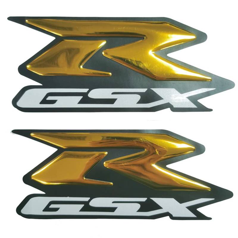 Yelow Motorrad Benzin Tank Gasoline 3D Logo Emblem Aufkleber Poliert Glanz Erhöhen Polish Gloss dreidimensional Kompatibel mit Suzuki GSXR 600 750 1000 250 1300 Hayabusa von ADEADE