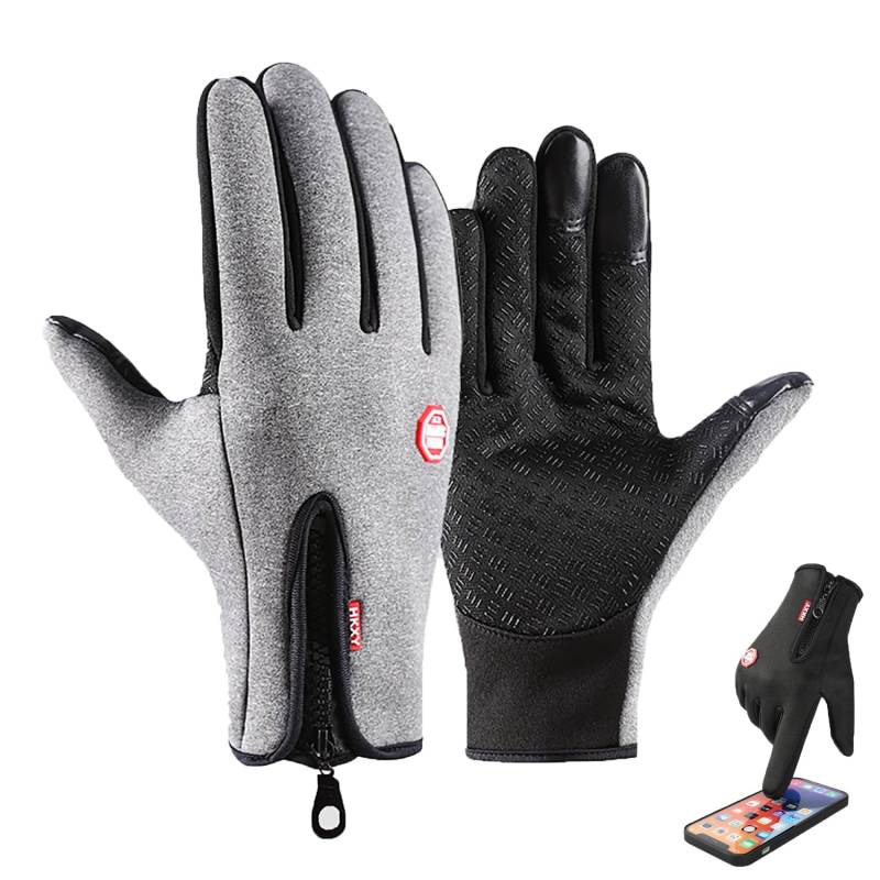 ADFUGE Dodorado Gloves, Arcticz Premium Thermo Gloves, Unisex Touch Screen Waterproof Windproof Winter Warm Thin Thermal Gloves Cycling Skiing Gloves (Gray,L) von ADFUGE