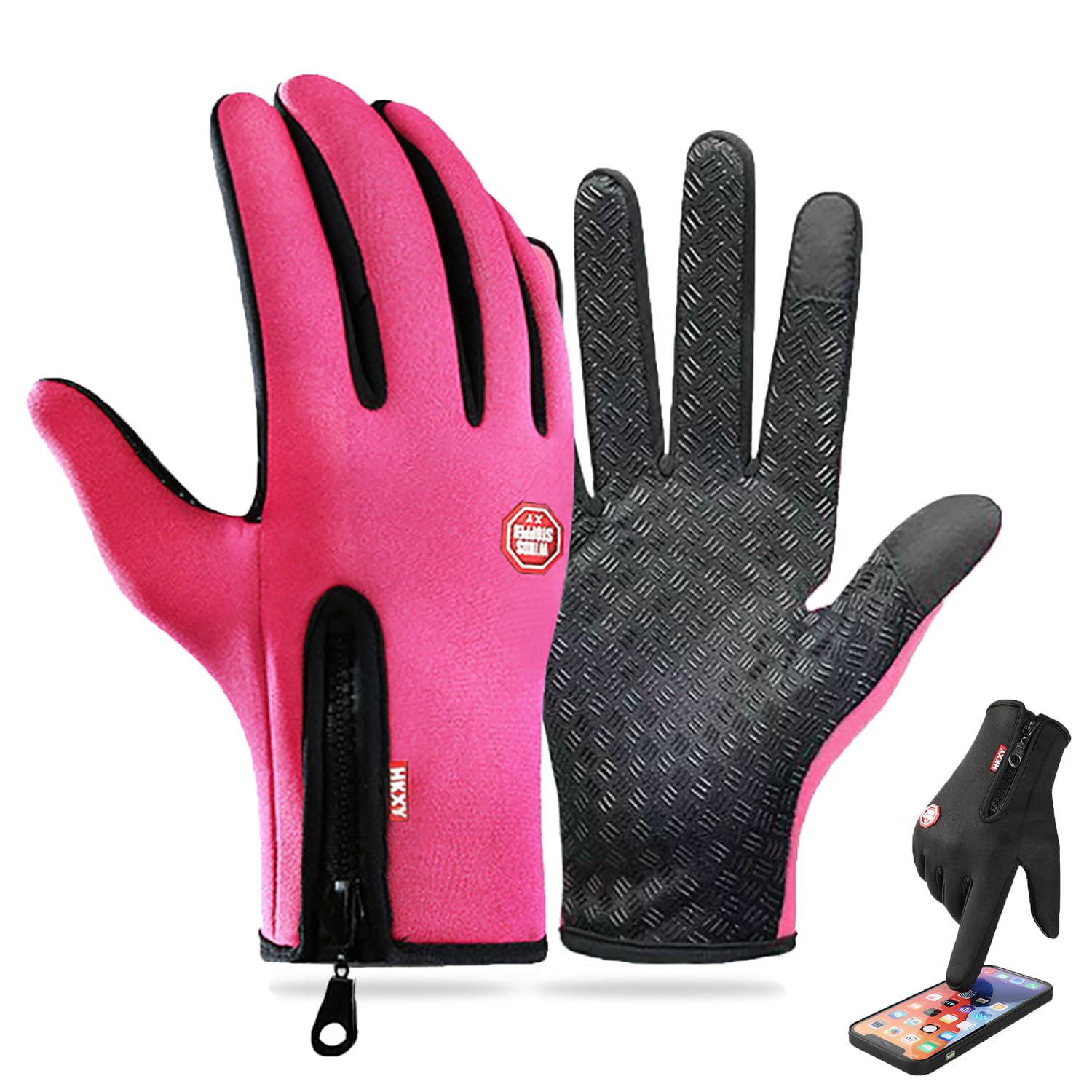 ADFUGE Dodorado Gloves, Arcticz Premium Thermo Gloves, Unisex Touch Screen Waterproof Windproof Winter Warm Thin Thermal Gloves Cycling Skiing Gloves (Pink,L) von ADFUGE