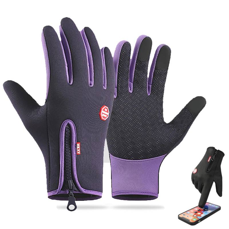 ADFUGE Dodorado Gloves, Arcticz Premium Thermo Gloves, Unisex Touch Screen Waterproof Windproof Winter Warm Thin Thermal Gloves Cycling Skiing Gloves (Purple,L) von ADFUGE