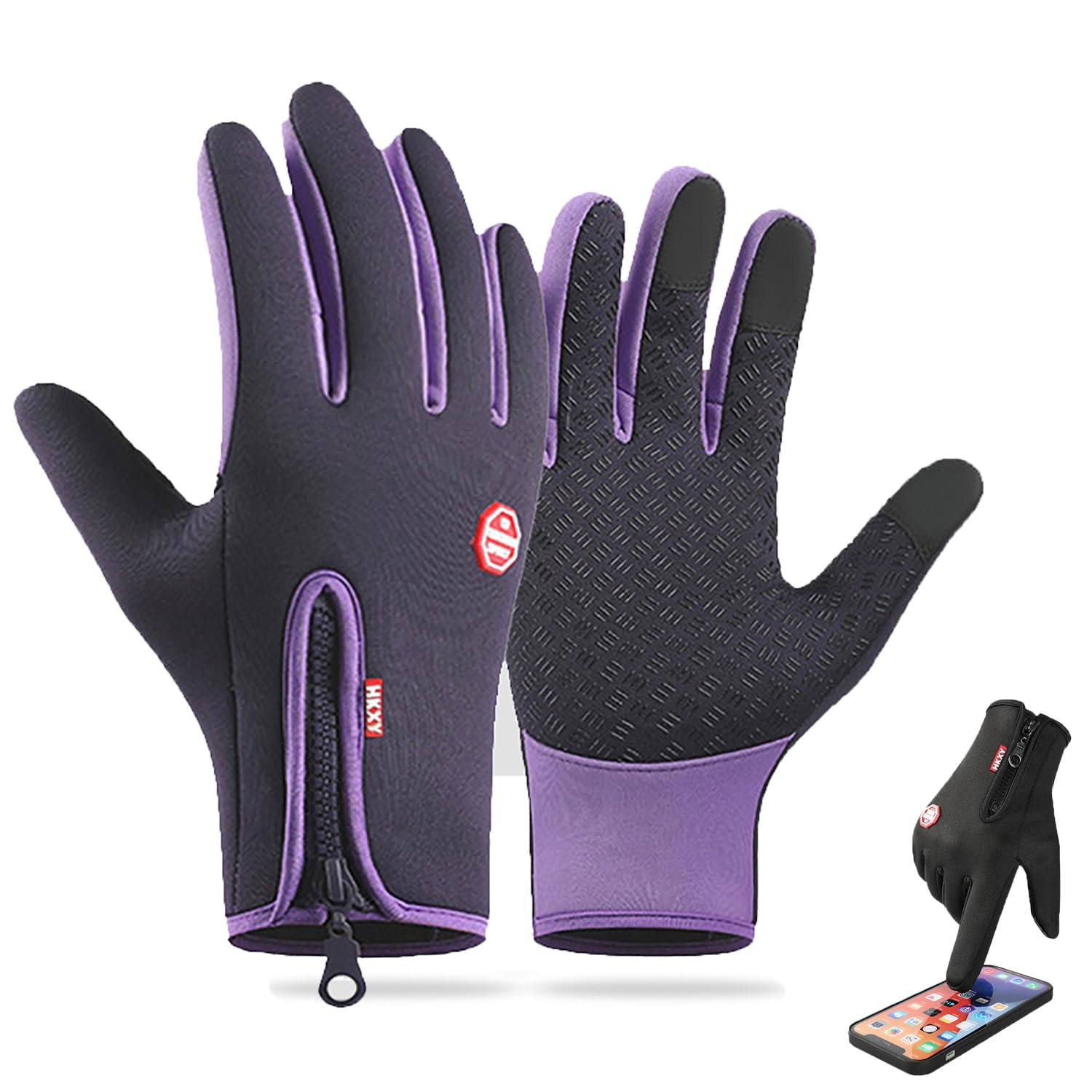 ADFUGE Dodorado Gloves, Arcticz Premium Thermo Gloves, Unisex Touch Screen Waterproof Windproof Winter Warm Thin Thermal Gloves Cycling Skiing Gloves (Purple,XL) von ADFUGE