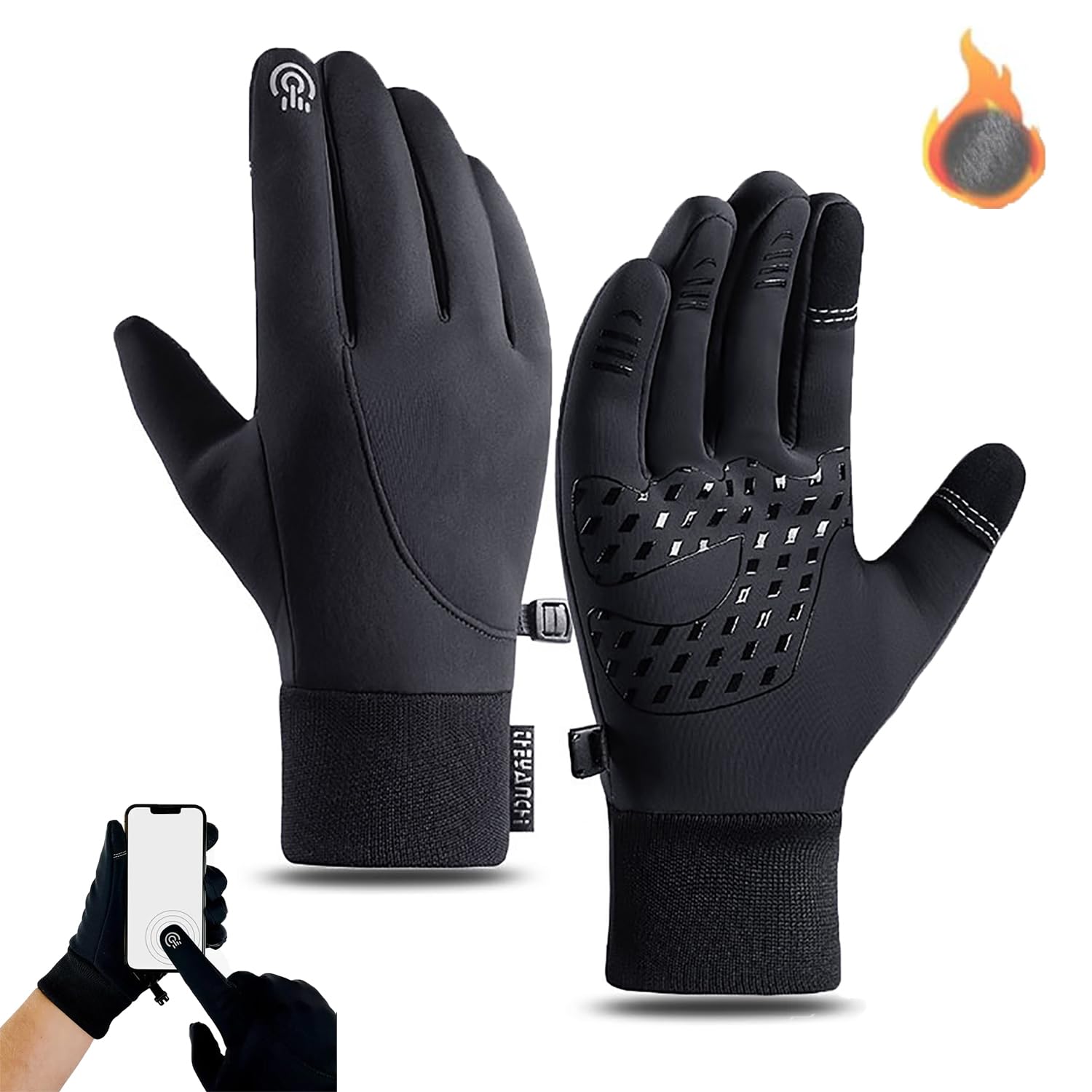 ADFUGE Dodorado Gloves, Dodorado Winter Gloves, Premium Thermal Gloves Touch Screen Windproof Waterproof Fleece Warm Gloves Cold Weather Cycling Gloves for Men (Black,L) von ADFUGE