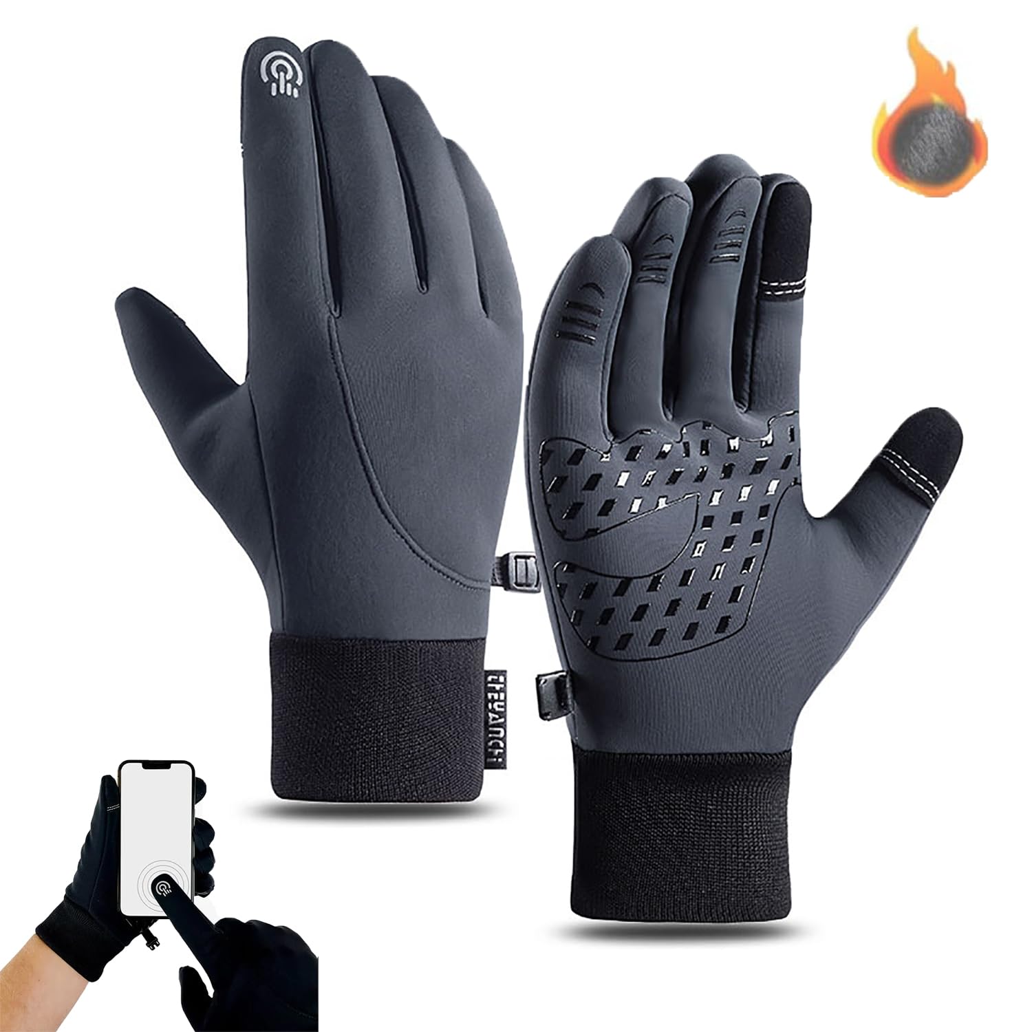 ADFUGE Dodorado Gloves, Dodorado Winter Gloves, Premium Thermal Gloves Touch Screen Windproof Waterproof Fleece Warm Gloves Cold Weather Cycling Gloves for Men (Gray,L) von ADFUGE