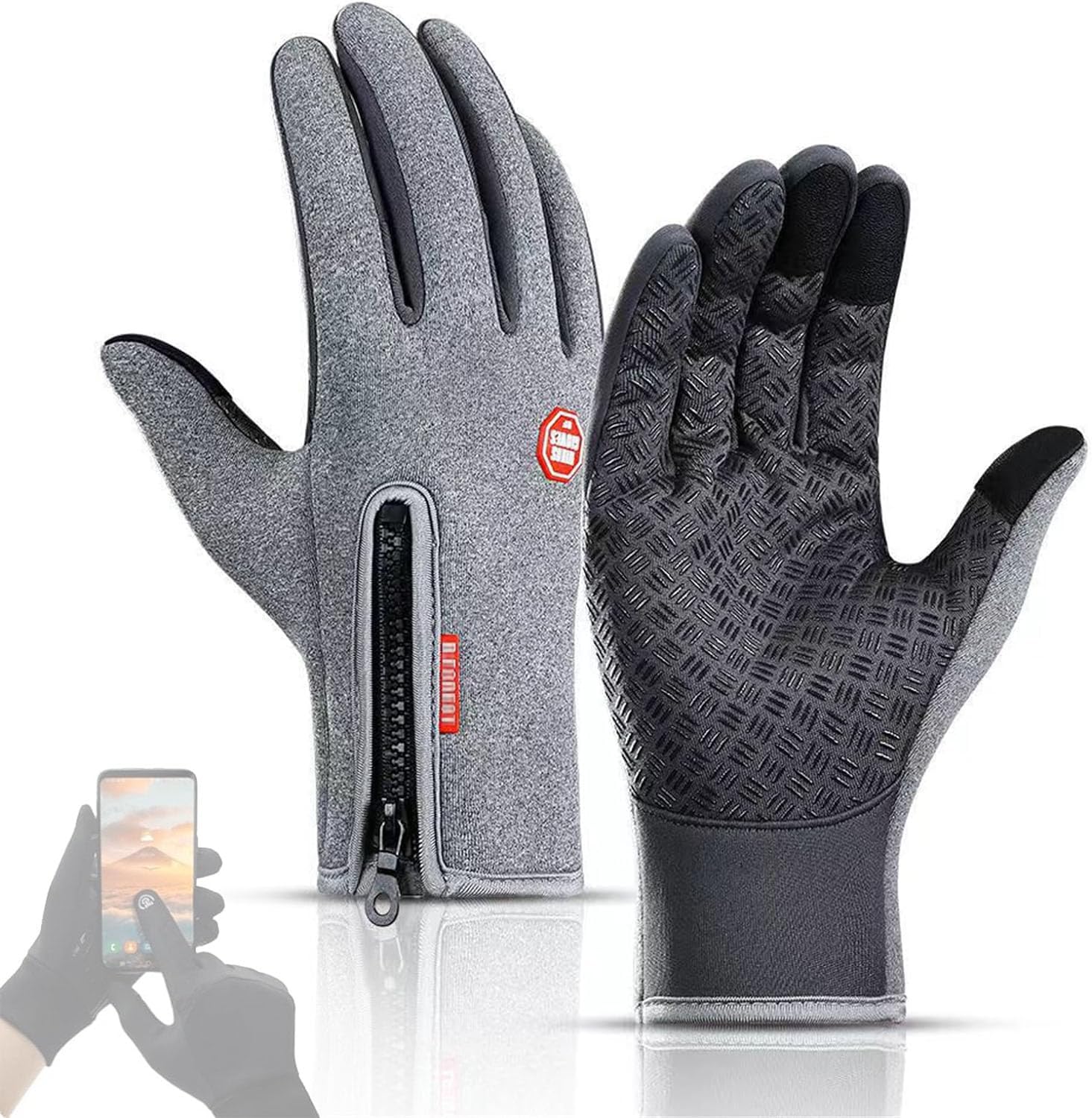 ADFUGE FROSTFIT - Thermo Handschuhe Perfekt Für Jedes Abenteuer, Thermo Handschuhe Herren Frostfit, Thermo Handschuhe Fahrrad, Wasserdicht Touchscreen Handschuhe, Warme Winterhandschuhe (Grau,L) von ADFUGE