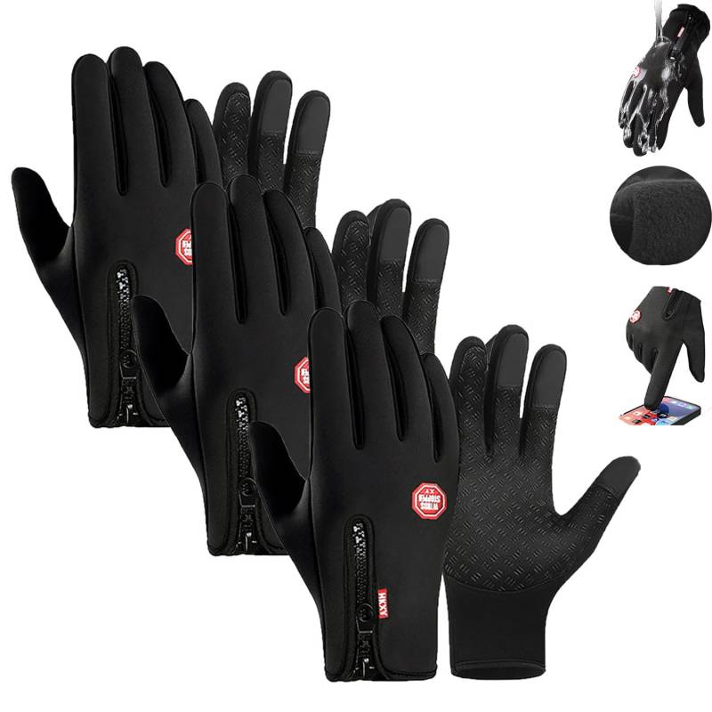 ADFUGE Frostfit - Thermo Handschuhe, Frostfit Handschuhe, Winter Handschuhe Warme Handschuhe Wasserdichte Touchscreen Thermo Handschuhe Herren Für Laufen Radfahren Wandern (3pair,XL) von ADFUGE