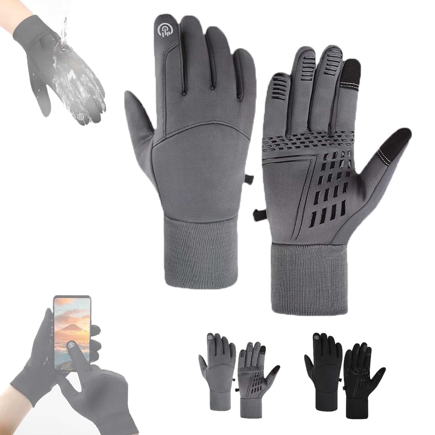 ADFUGE Subzro Ultimate Winter Gloves,Subzro Gloves Mens Waterproof,Unisex Winter Warm Waterproof Touch Screen Gloves (Grey L) von ADFUGE