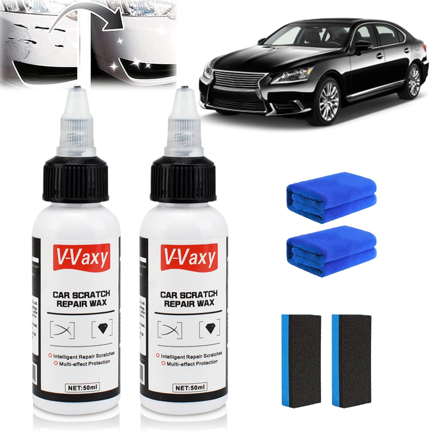 ADFUGE Ultimate Paint Restorer, V-Vaxy Car Scratch Repair Wax, V-Vaxy Coating, Grandado Car Scratch Repair Wax, V-Vaxy Paint Restorer, Car Scratches Repairing & Polishing Wax Paint Restorer (2PCS) von ADFUGE