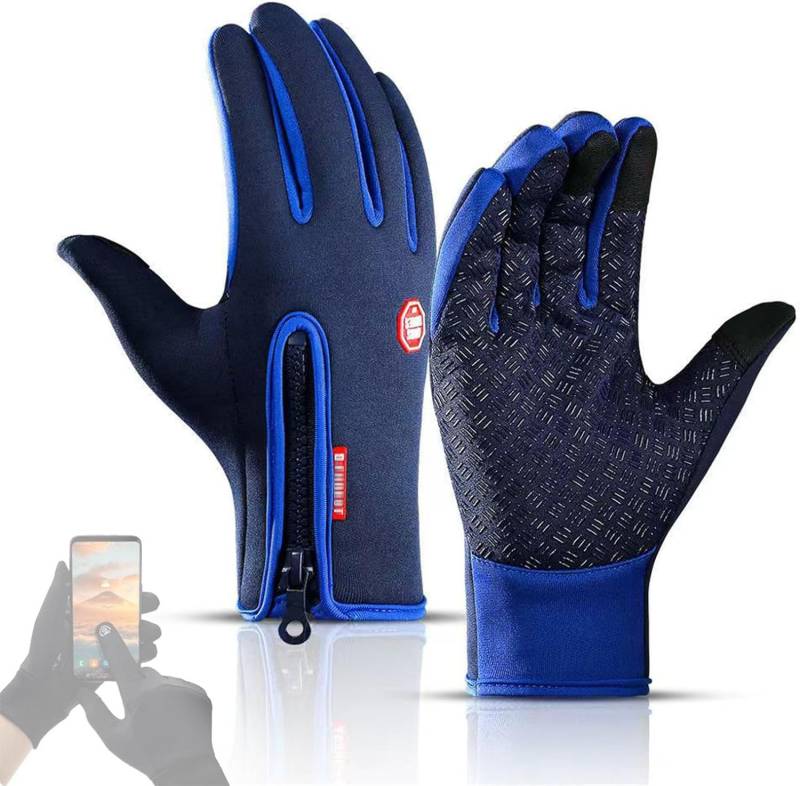 FROSTFIT - Thermo Handschuhe Perfekt Für Jedes Abenteuer, Thermo Handschuhe Herren Frostfit, Thermo Handschuhe Fahrrad, Wasserdicht Touchscreen Handschuhe, Warme Winterhandschuhe (Blau,L) von ADFUGE