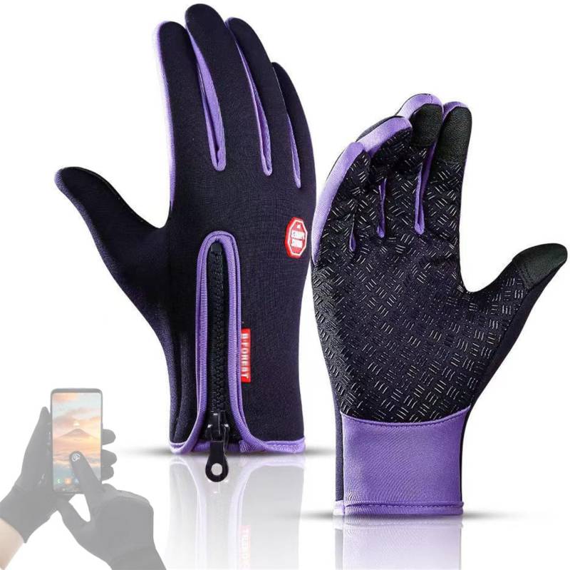 FROSTFIT - Thermo Handschuhe Perfekt Für Jedes Abenteuer, Thermo Handschuhe Herren Frostfit, Thermo Handschuhe Fahrrad, Wasserdicht Touchscreen Handschuhe, Warme Winterhandschuhe (Lila,S) von ADFUGE