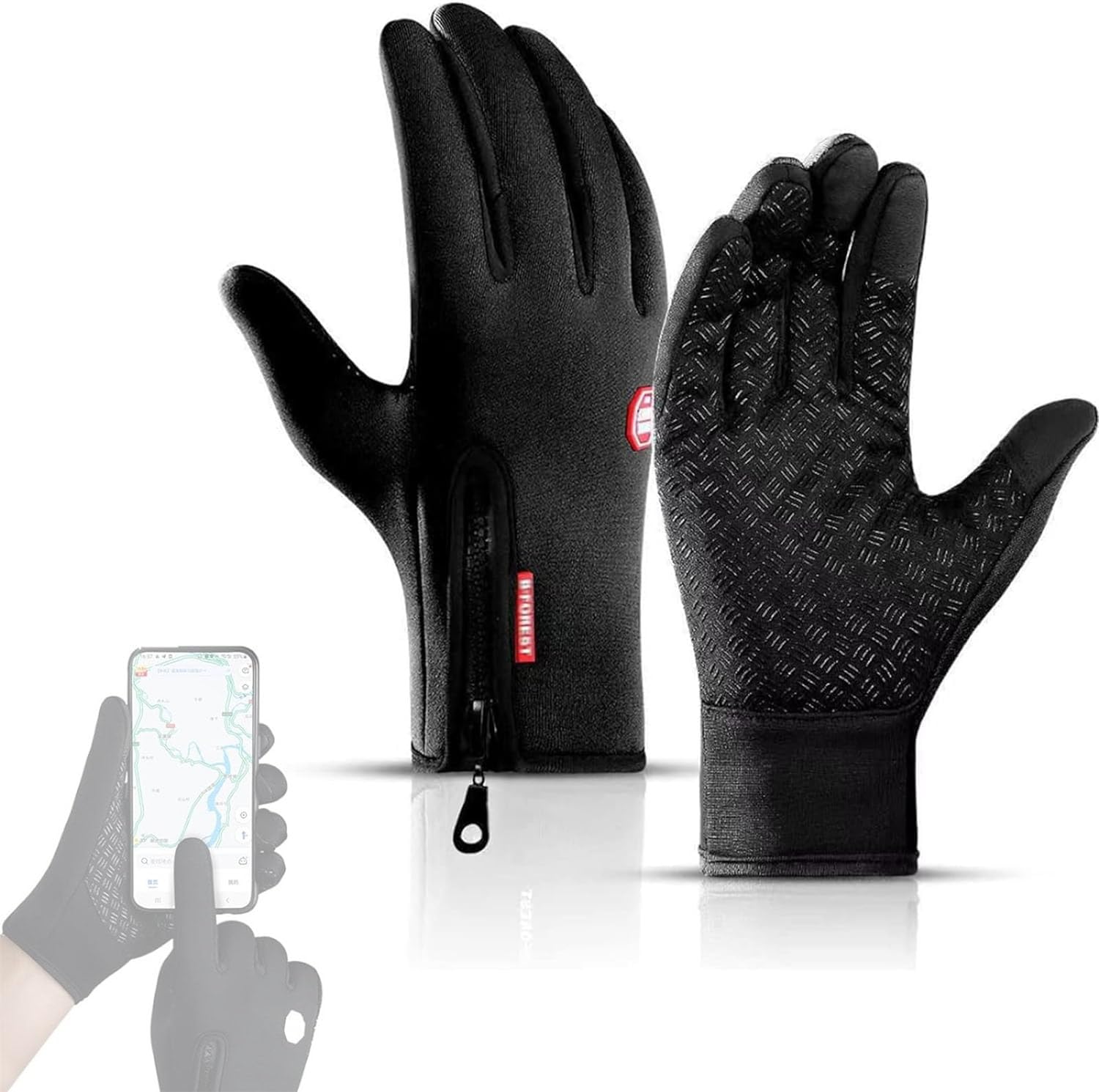 FROSTFIT - Thermo Handschuhe Perfekt Für Jedes Abenteuer, Thermo Handschuhe Herren Frostfit, Thermo Handschuhe Fahrrad, Wasserdicht Touchscreen Handschuhe, Warme Winterhandschuhe (Schwarz,L) von ADFUGE