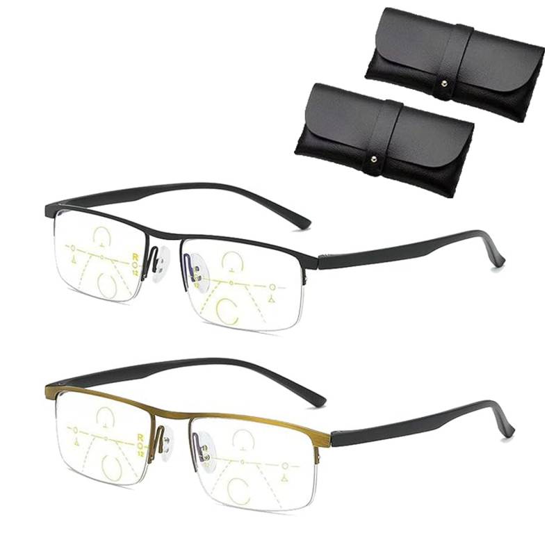 Sherum Intellireader, Pubyfun Intellireader, Fanyil Intellireader, Titanium Progressive Far and Near Dual-Use Lesebrille (Schwarz + Gold,1 +) von ADFUGE