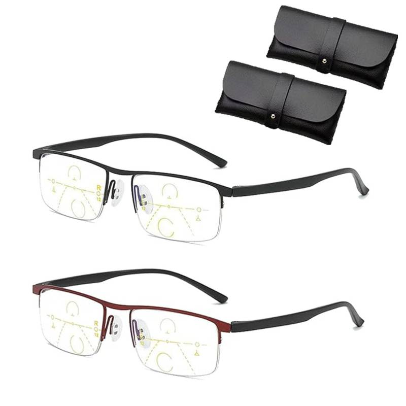 Sherum Intellireader, Pubyfun Intellireader, Fanyil Intellireader, Titanium Progressive Far and Near Dual-Use Lesebrille (Schwarz + Rot,1 +) von ADFUGE