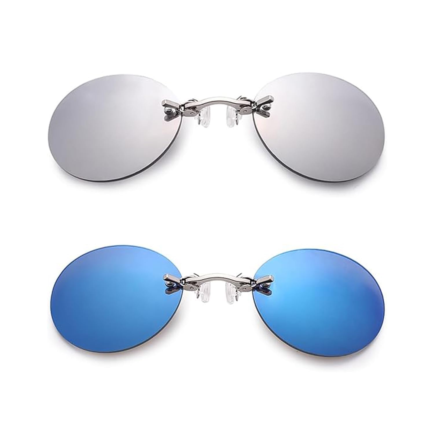 Troyers Ultralight Rimless Retro Round Clip on Nose Sunglasses,Retro Round Clip On Nose Glasses for Men & Women (2PCS D) von ADFUGE