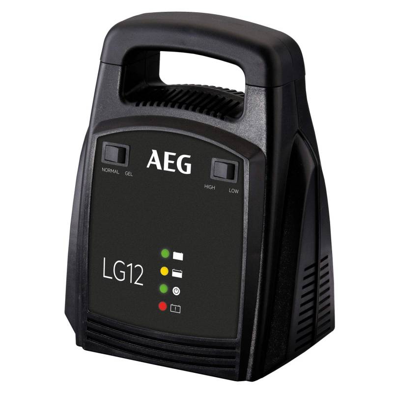 AEG Automotive 10274 Auto Batterie Ladegerät LG 12, 12 Volt/12 Ampere, mit LED Anzeige, schutzisolierte Batterieklemmen, schwarz von AEG