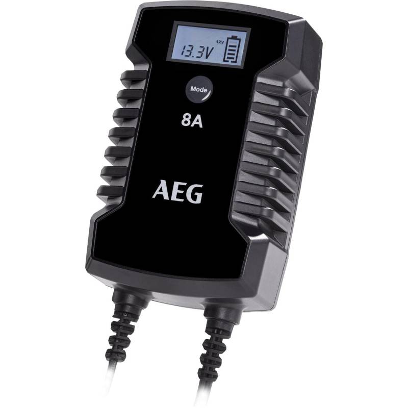 AEG Automotive 10618 Mikroprozessor-Ladegerät für Auto Batterie LD 8.0, 8 Ampere für 12/24 V, 9-HF Ladestufen, Autostartfunktion, Komfortanschluss, Schwarz von AEG