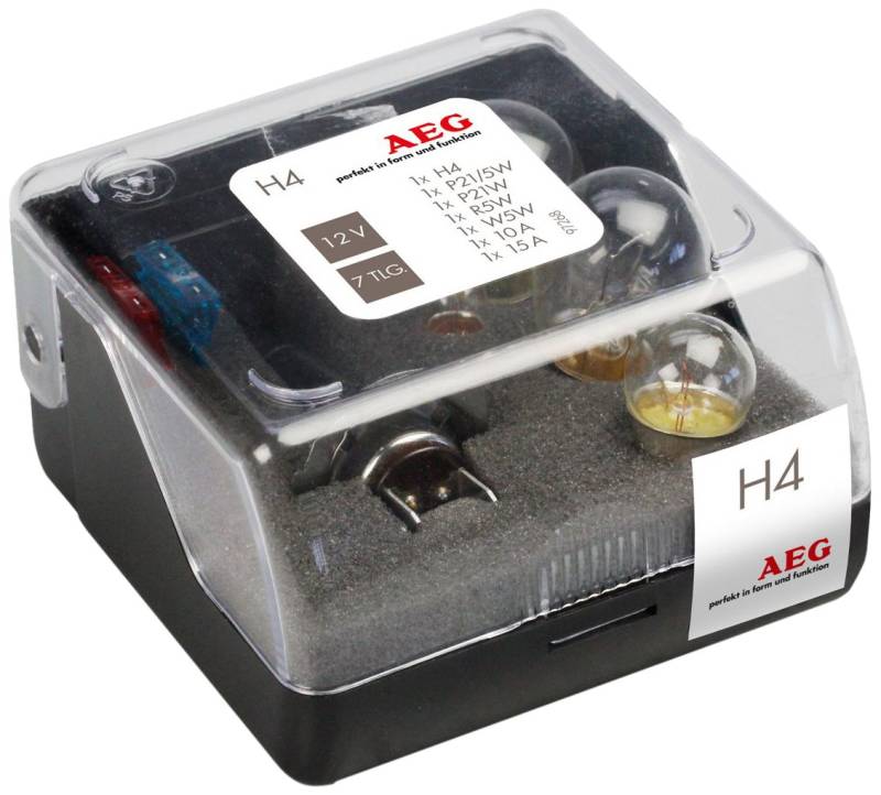 AEG Automotive 97268 Ersatzlampenbox H4, Inklusiv Sicherungen, 7-Teilig von AEG