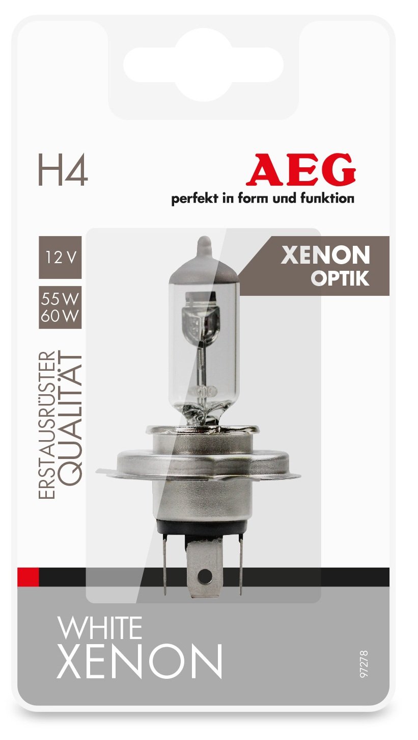 AEG Automotive 97278 Glühlampe White Xenon Plus H4, P43t, 60/55 W, 12 V, 1 Stück von AEG