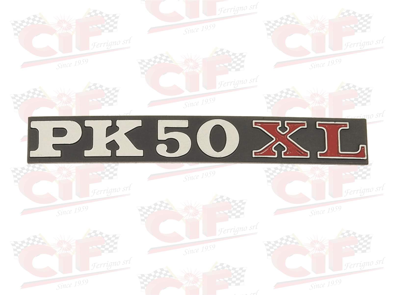 Schild "PK 50 XL" für Seitenhaube Vespa 10018 von AER MOTO SPARE PARTS