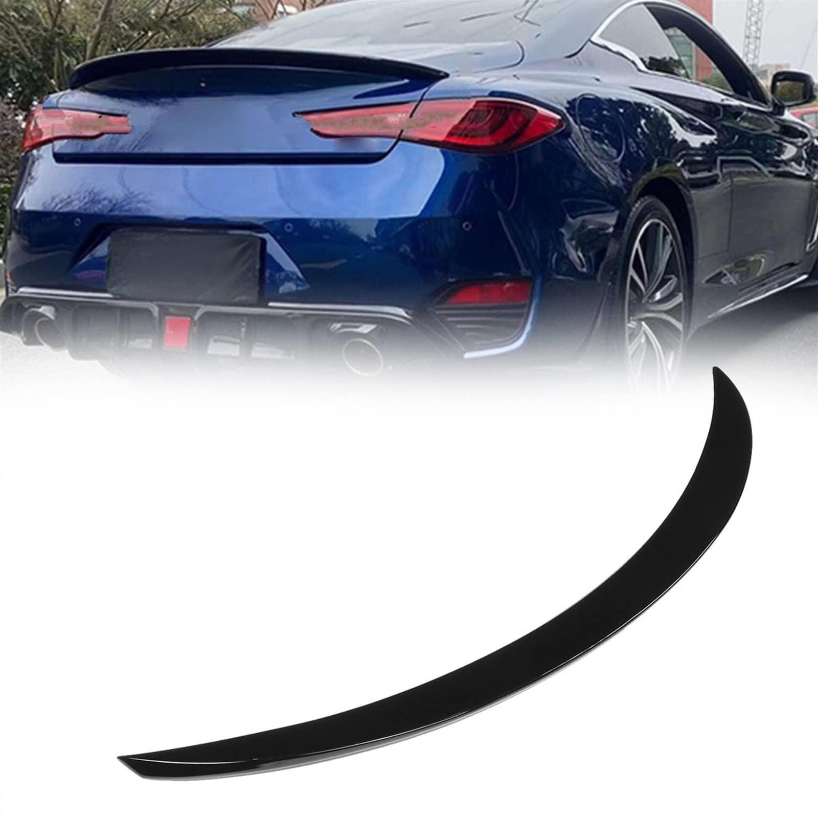 Für Infiniti Q60 2017 2018 2019 2020 2021 2022 Car Rear Trunk Spoiler Wing Lip Decoration, AERUIKJS, Glossy Black von AERUIKJS