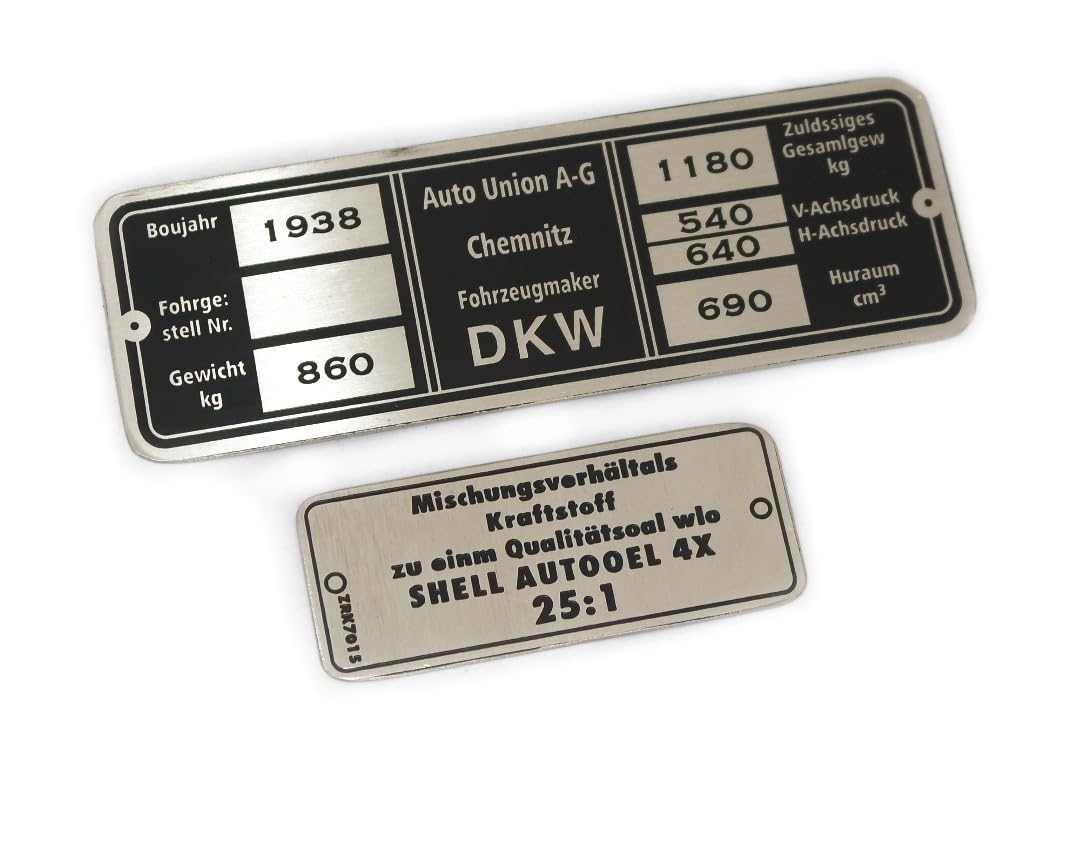 AEspares Datenschild-Set, kompatibel mit Oldtimer-DKW-Auto von AEspares