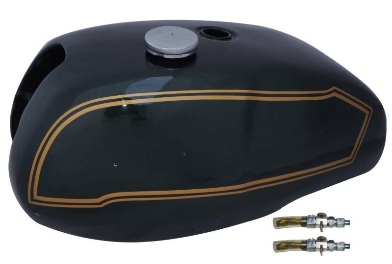 AEspares Kompatibel mit Triumph T140v T140e Bonneville Jubilee Green Fuel Gas Tank + Kappe Benzinhahn von AEspares