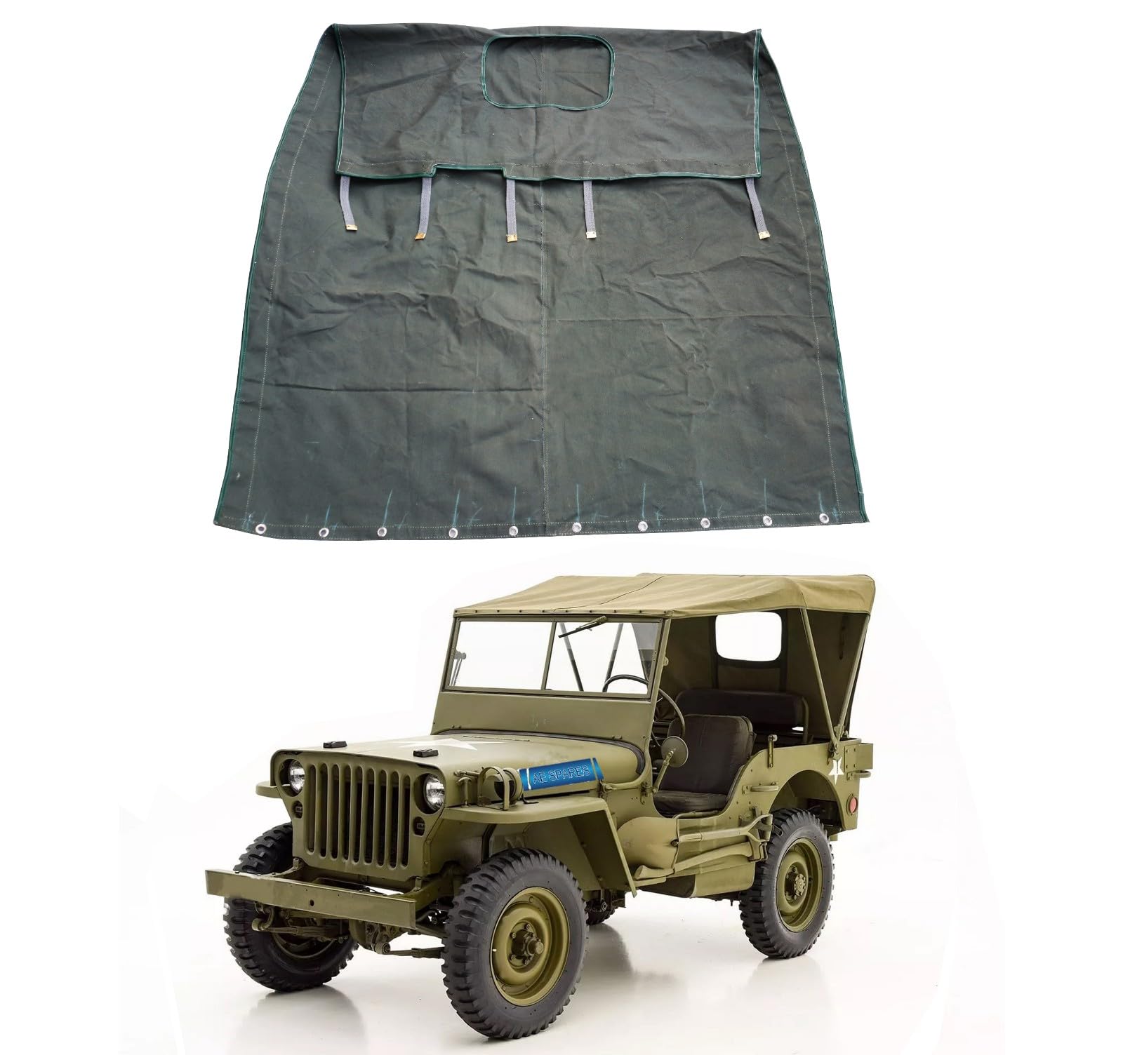 AEspares Summer Soft Top Canvas Military Green Kompatibel mit Jeeps Willys Ford MB GPW G-503 von AEspares