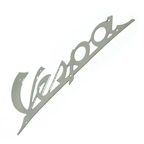 AEspares Vespa Beinschild Script Badge mit Nieten, Stahl, verchromt von AEspares