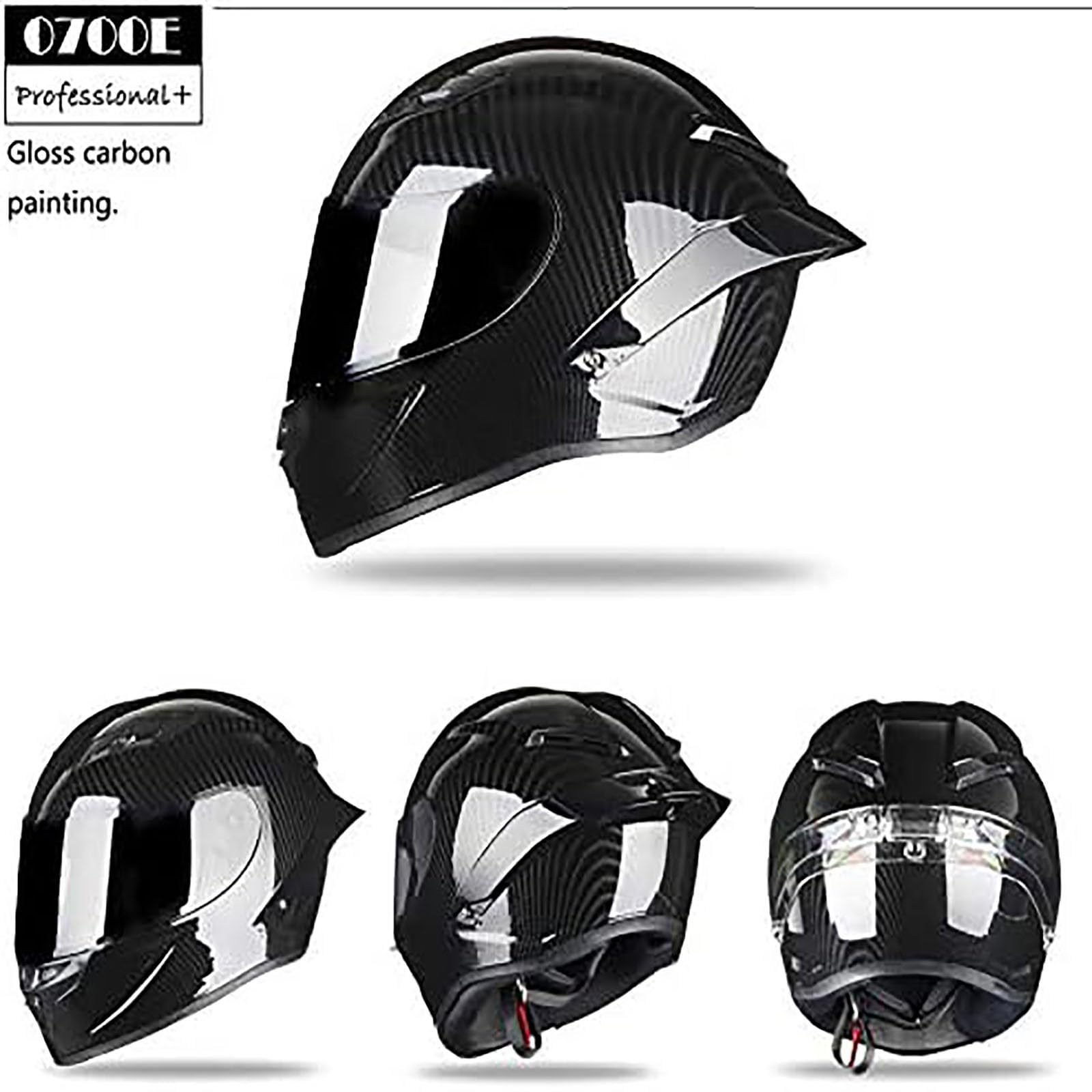 Integralhelm Motorradhelm Unisex-Erwachsene Offroad Moto Street Bike ATV Helme Glas Schwarz DOT-geprüft C,XL=61-62CM von AFAGUEEUPD