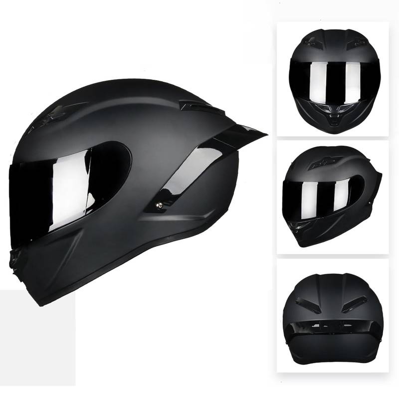 Integralhelm Motorradhelm Unisex-Erwachsene Offroad Moto Street Bike ATV Helme Glas Schwarz DOT-geprüft F,L=59-60CM von AFAGUEEUPD