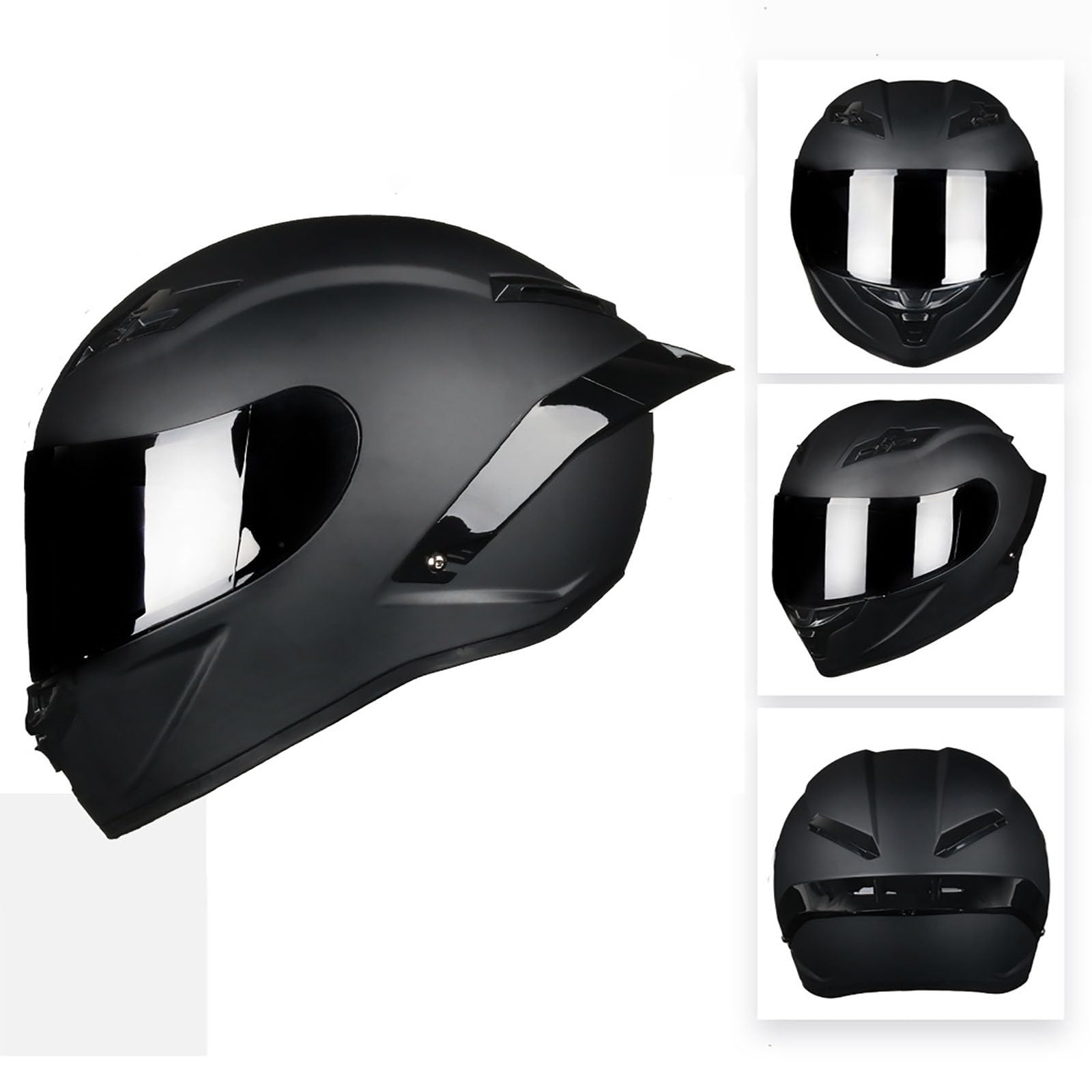 Integralhelm Motorradhelm Unisex-Erwachsene Offroad Moto Street Bike ATV Helme Glas Schwarz DOT-geprüft F,S=55-56CM von AFAGUEEUPD