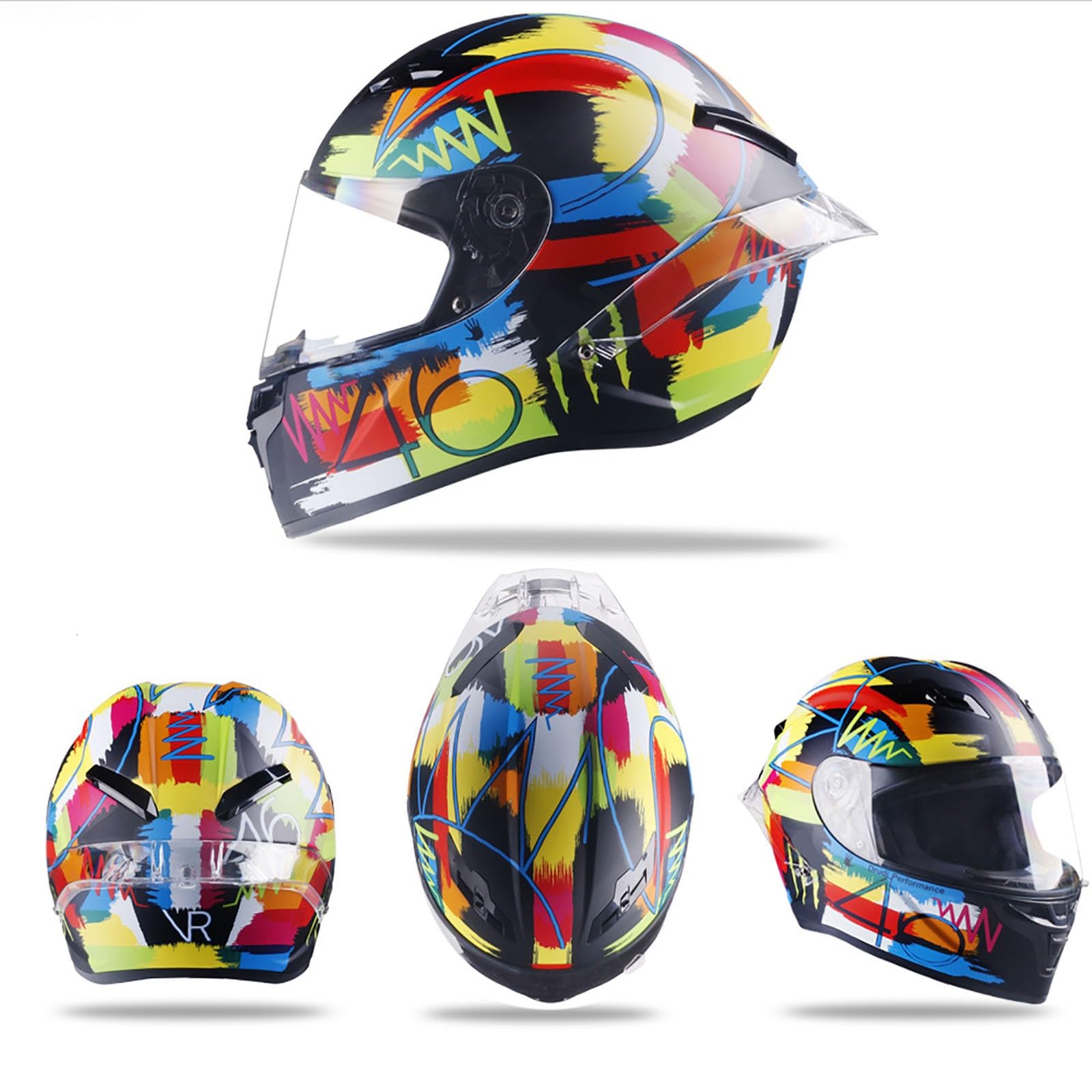 Integralhelm Motorradhelm Unisex-Erwachsene Offroad Moto Street Bike ATV Helme Glas Schwarz DOT-geprüft J,L=59-60CM von AFAGUEEUPD