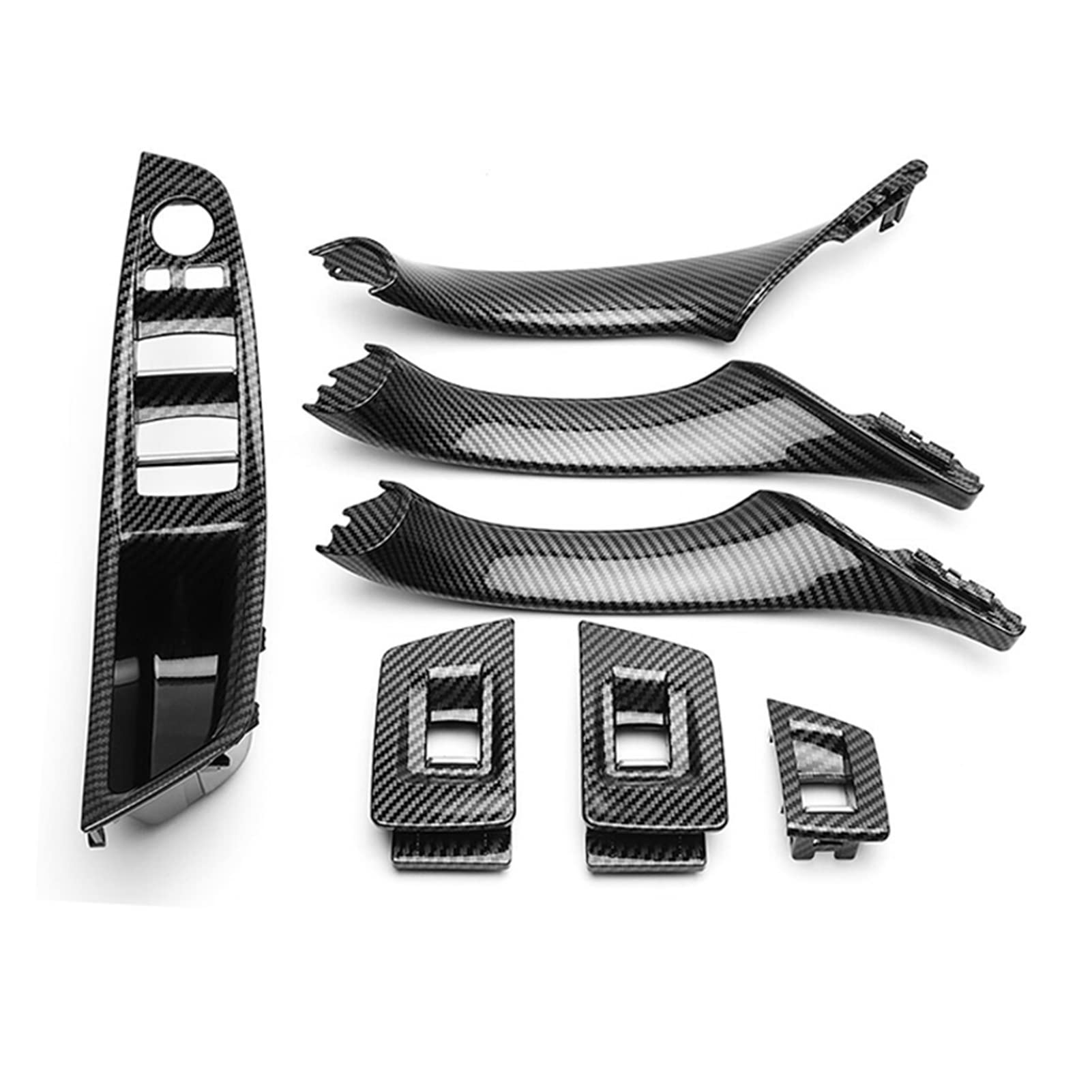 AFAKEREPPV 7 stücke Innenfenster Lift Schalttafel Türgriff Trimm Kohlefaser Abs Auto Styling fit for BMW F10 F11 F18 5 Serie 2010-2017. Autotürgriffe(7Pcs Common) von AFAKEREPPV